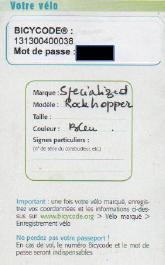 bicycode 2 mot de passe masqué